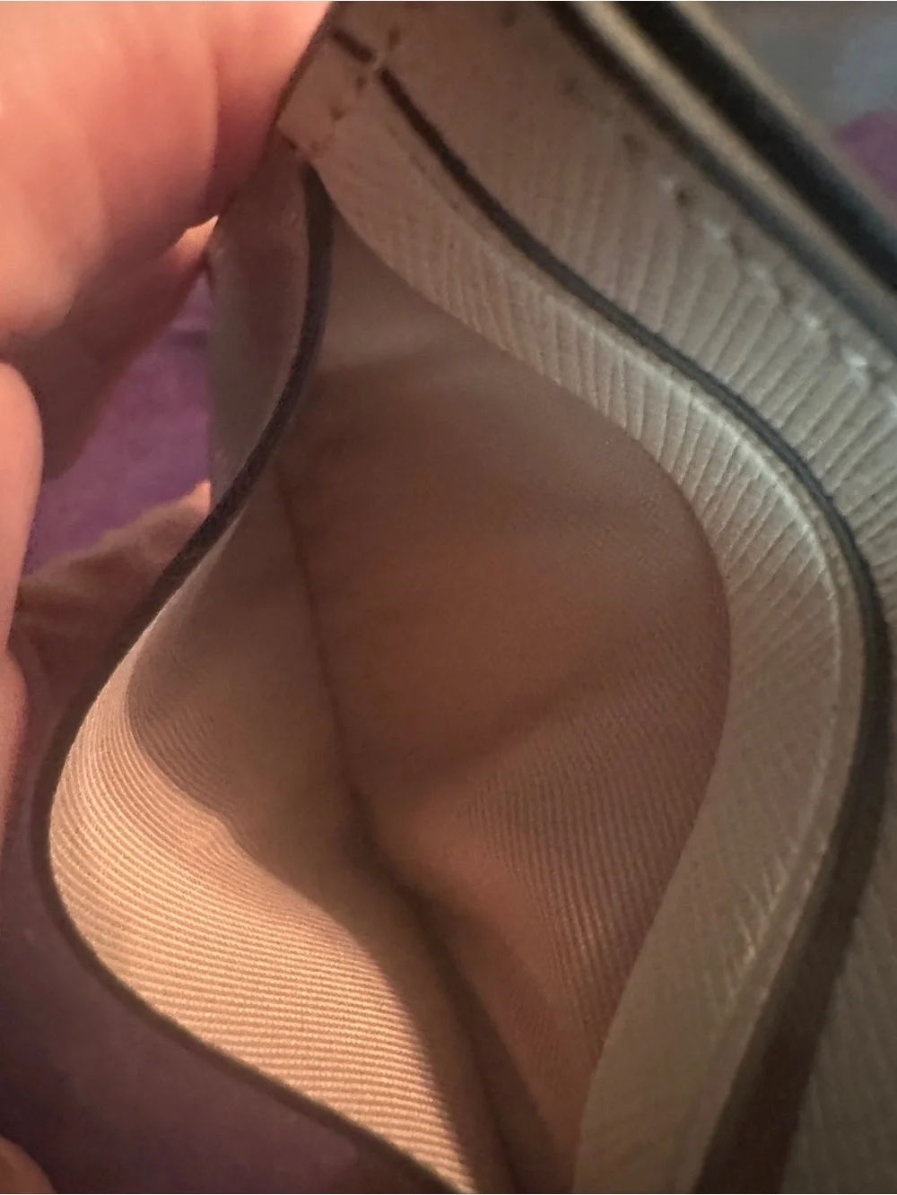 kate spade Light Gray and Cream Leather Card Case